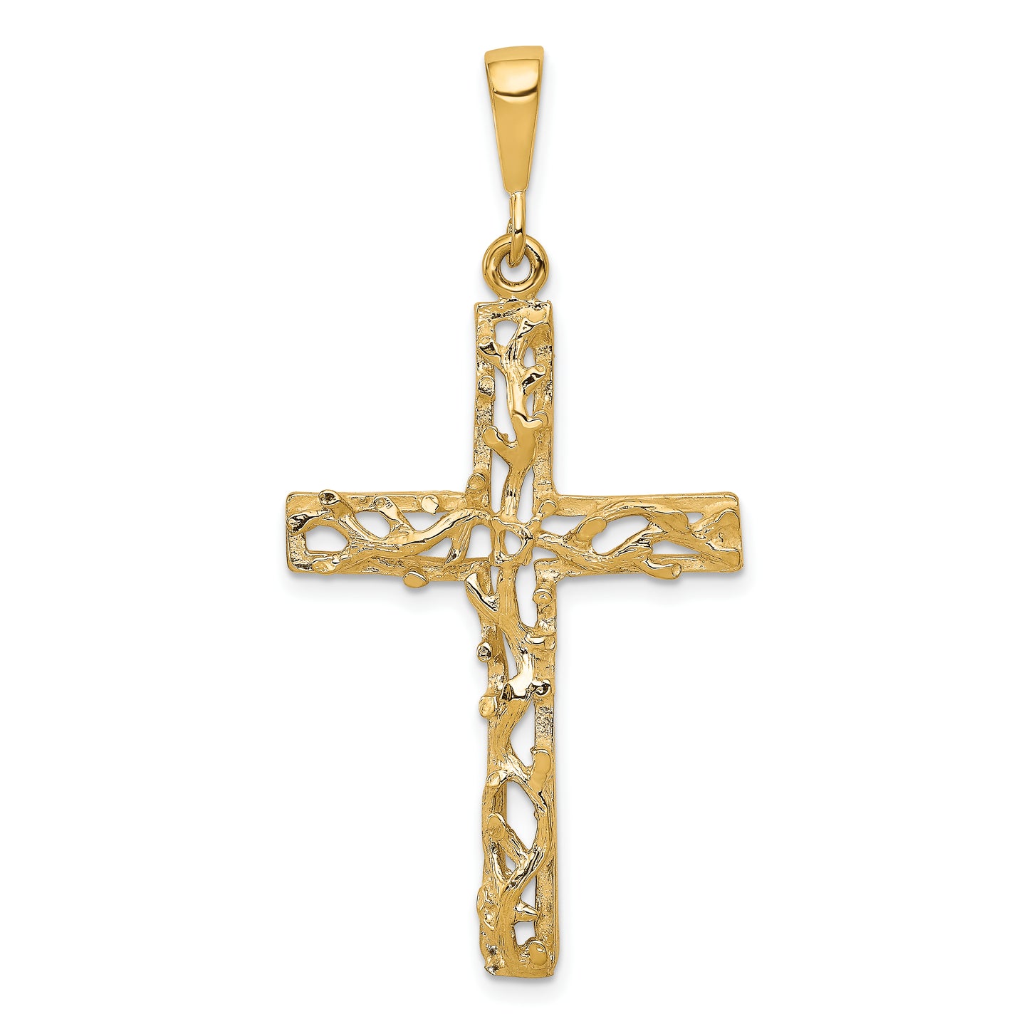 10k Satin Polished Antiqued Cross Pendant