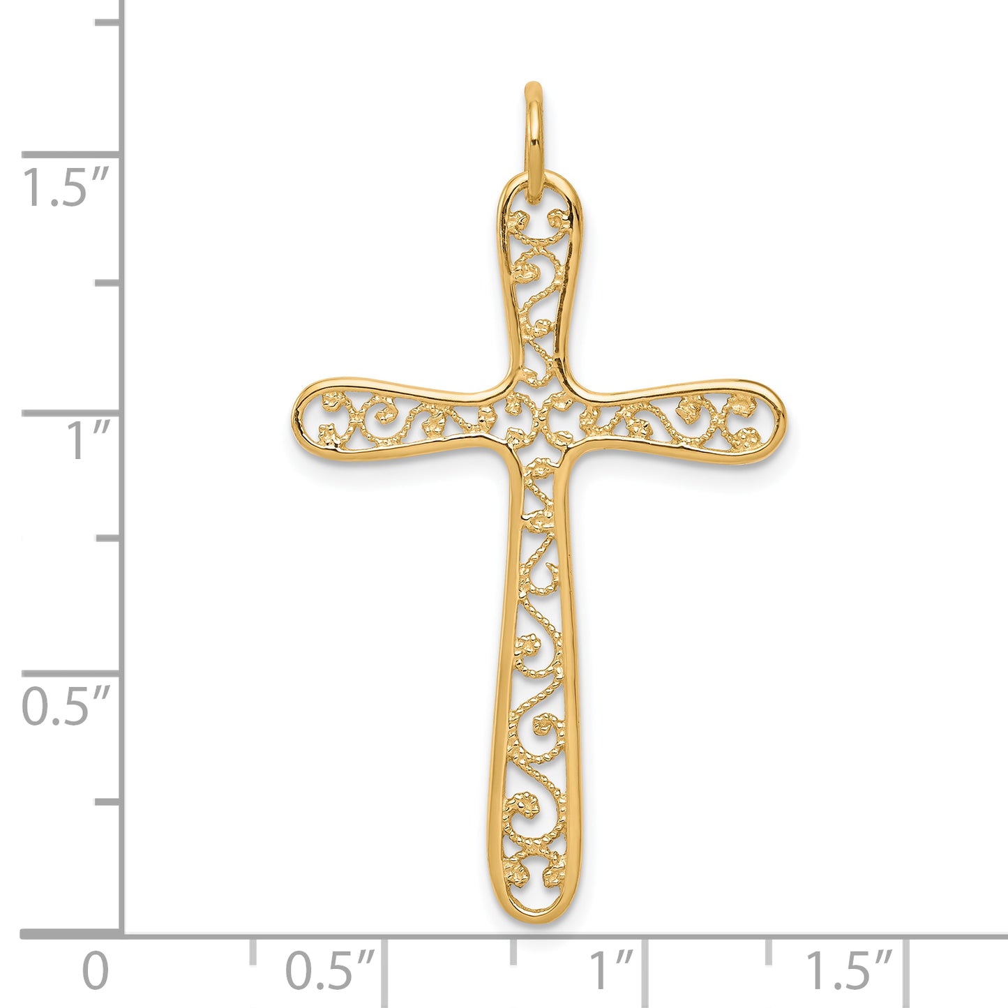 10k Polished Filigree Cross Pendant