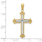 10K Two-tone Cross in Budded Yellow Cross Frame Pendant