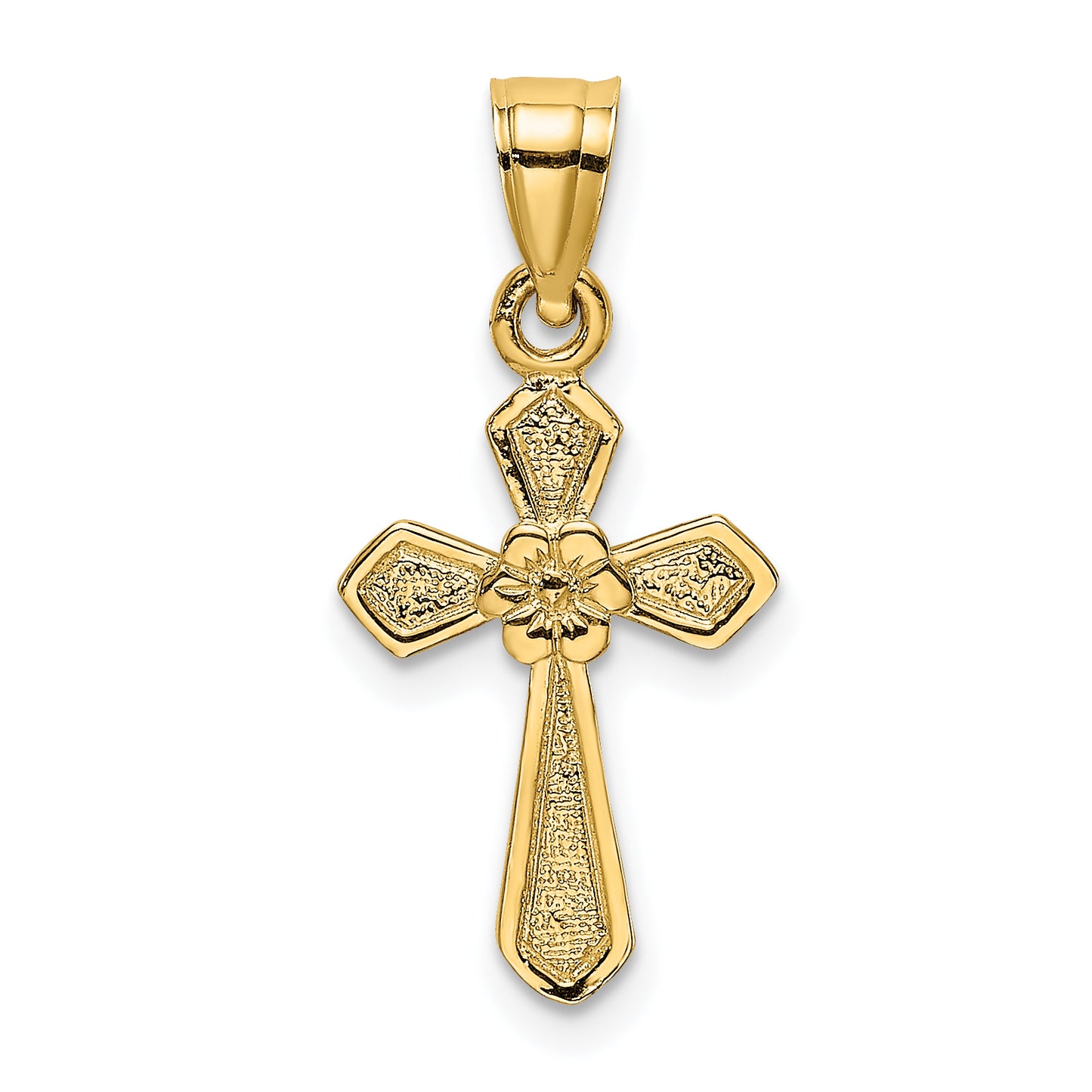 10K Small Cross with Flower Charm
