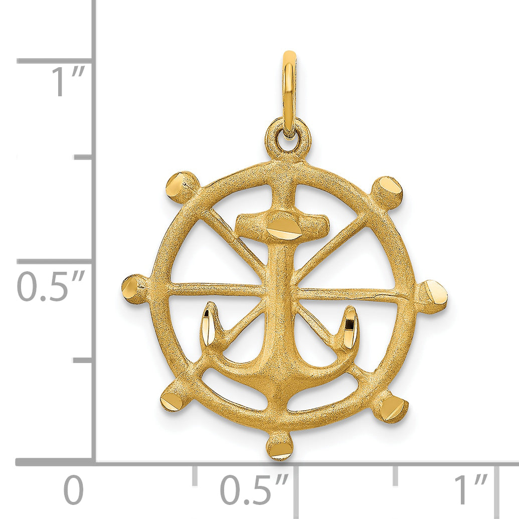 10k Anchor in a Wheel Charm