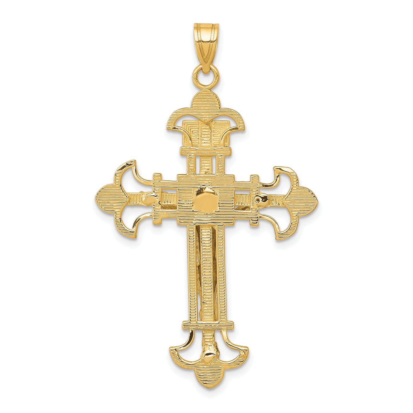 10K Two-tone INRI Crucifix Pendant