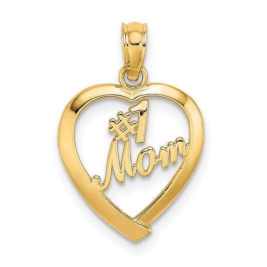 10K #1 MOM In Heart Pendant
