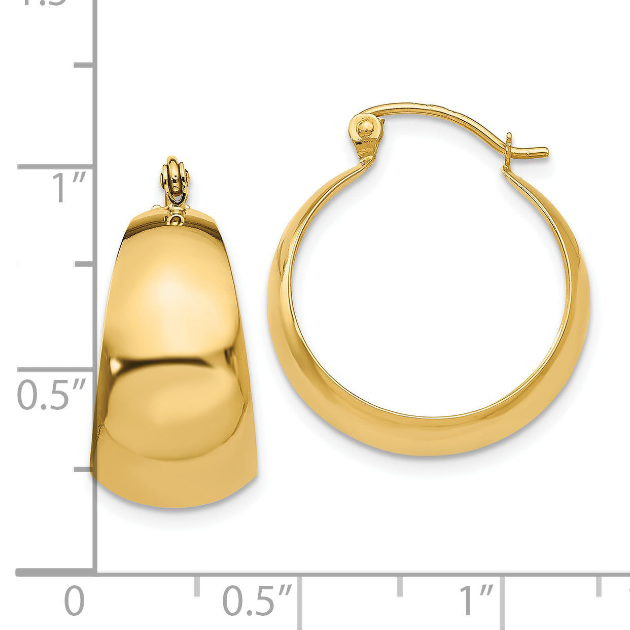 10k Polished 10.5mm Tapered Hoop Earrings