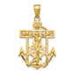 10K Gold Polished and Textured Mini Mariners Crucifix Pendant