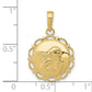 10K Gold Polished Angel/Cherub on Round Scallop Frame Pendant
