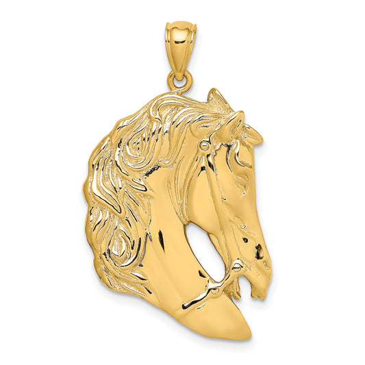 10K Horse Head with Long Mane Charm