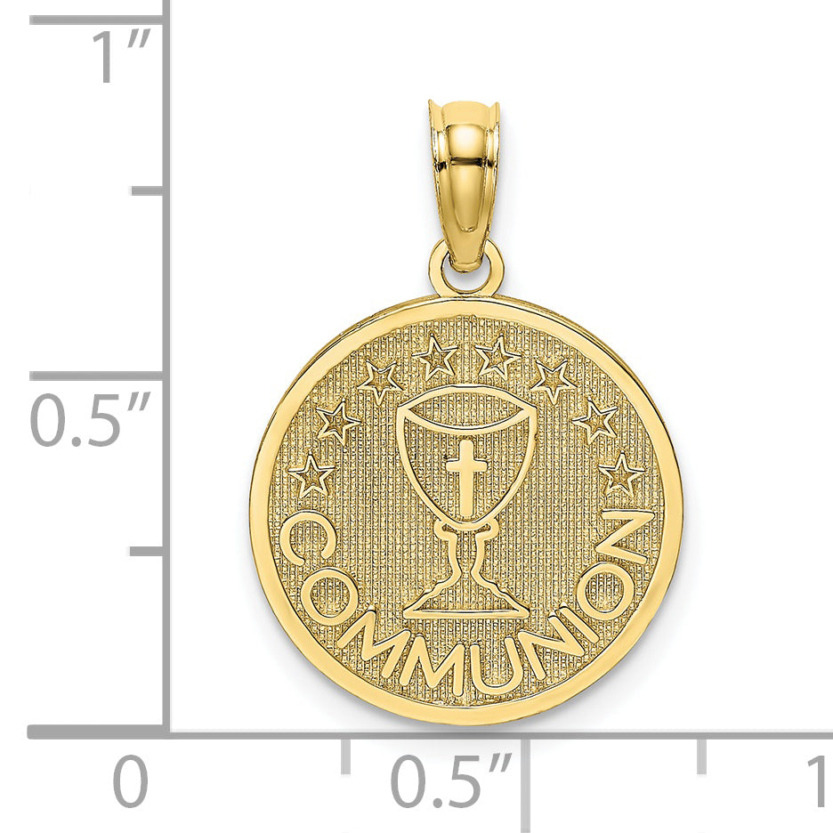 10K Textured Communion Cup on Round Disc Charm