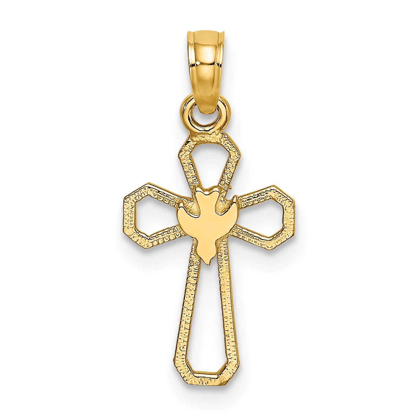 10K Cut-Out Cross with Dove Charm