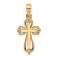 10K Polished and Cut-Out Engraved Cross Charm