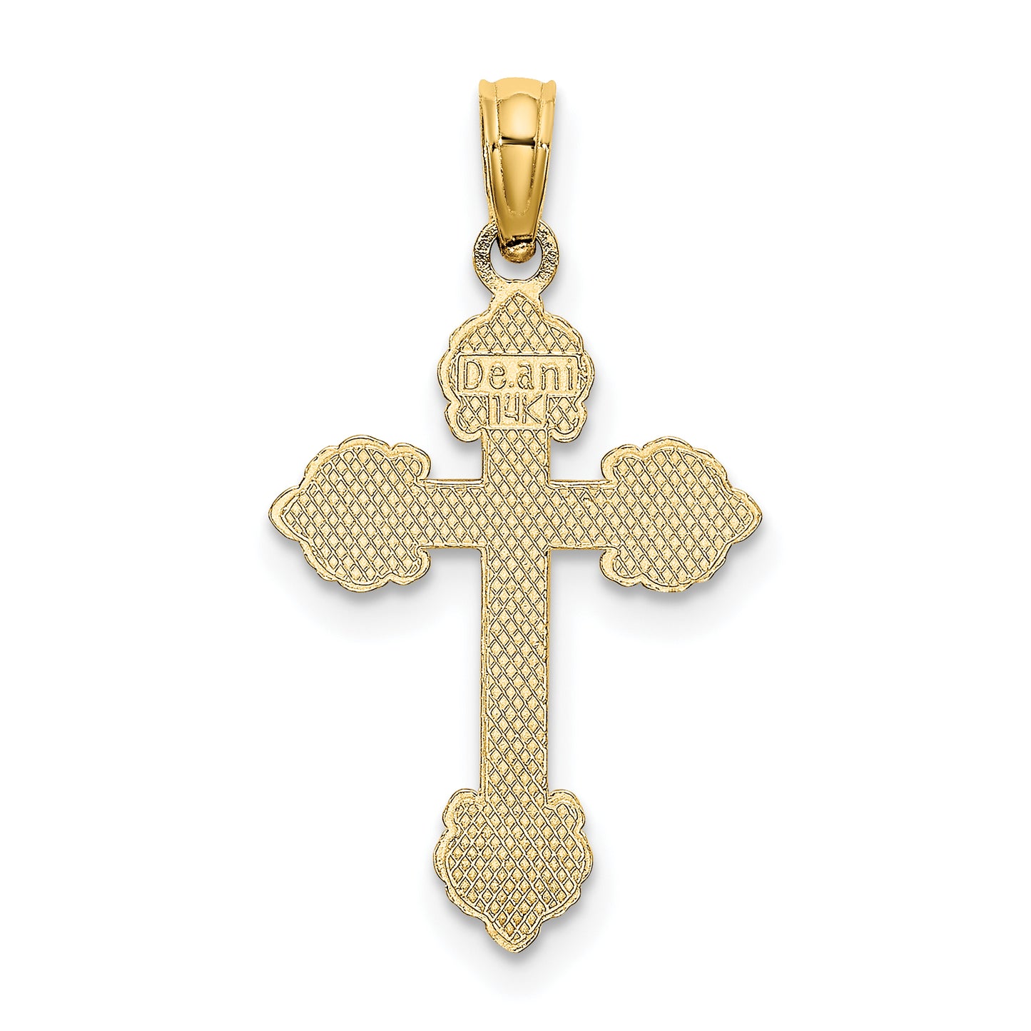 10K Polished and Textured Fancy Cross Charm