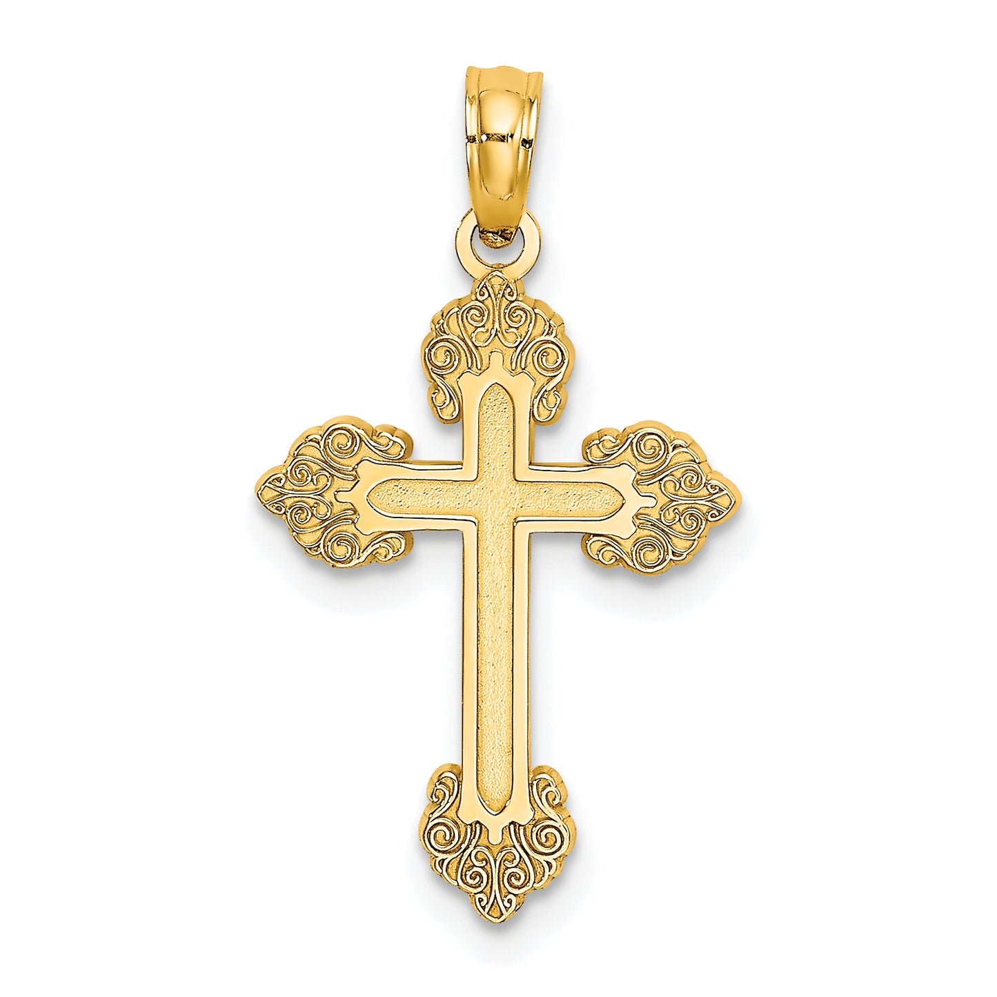 10K Polished and Textured Fancy Cross Charm
