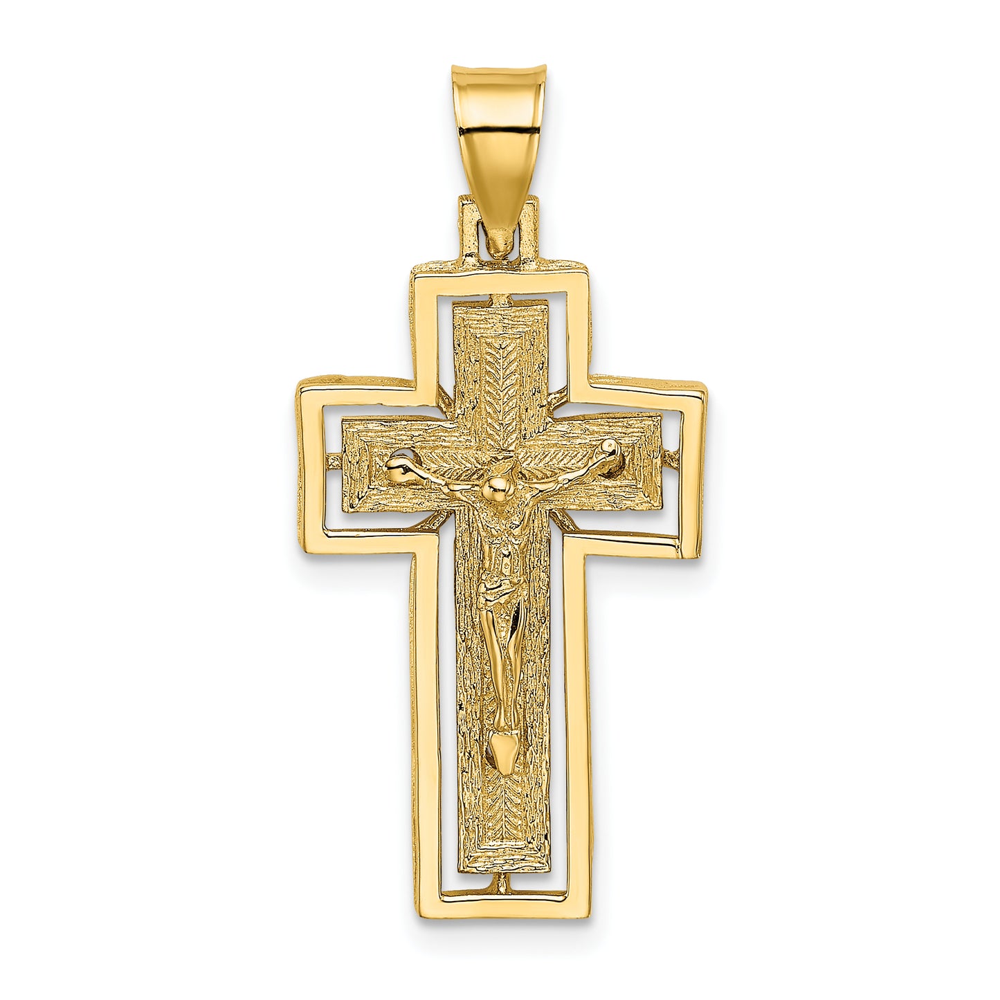 10K Textured Crucifix with Frame Charm