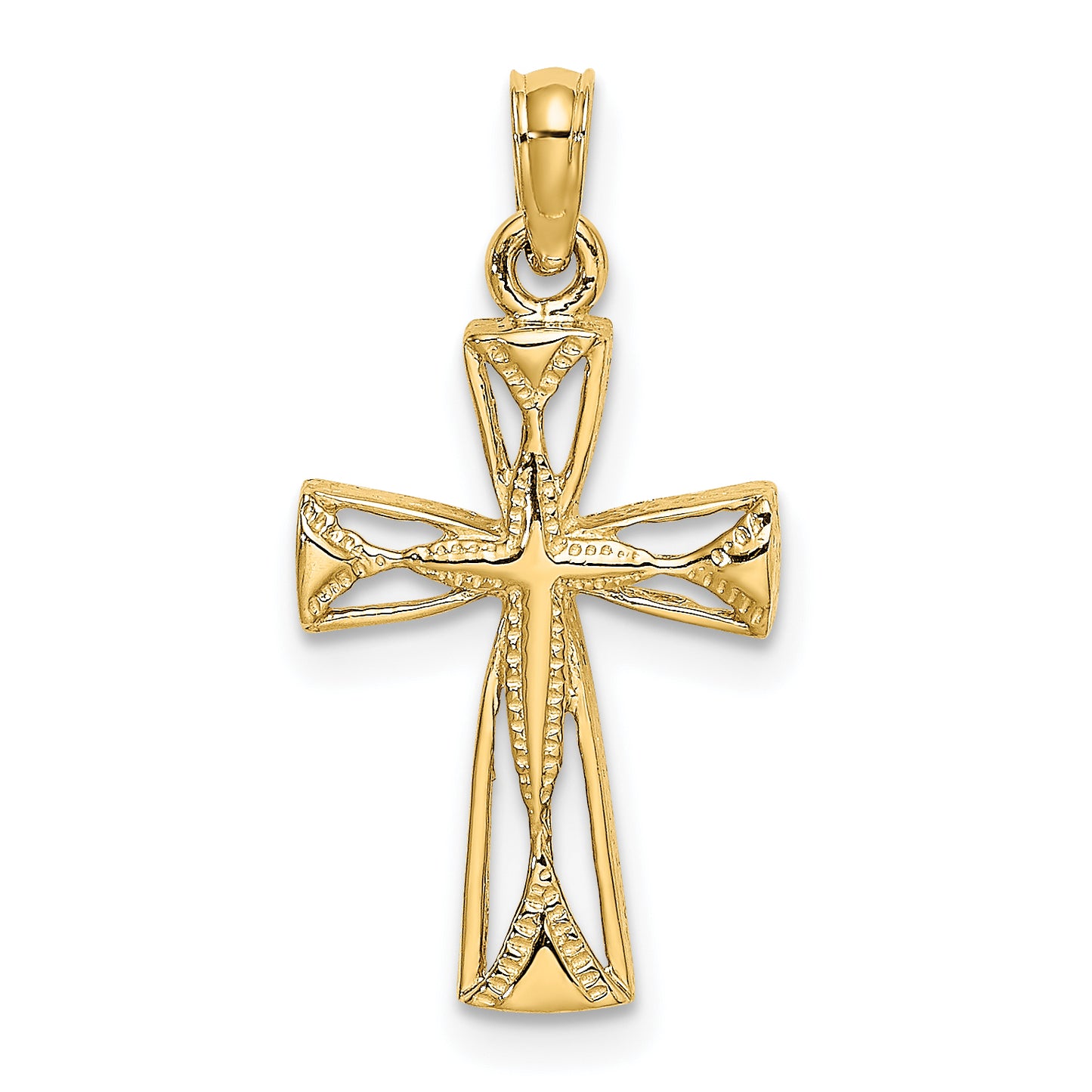 10K Cut-Out Cross with Triangle Ends Charm