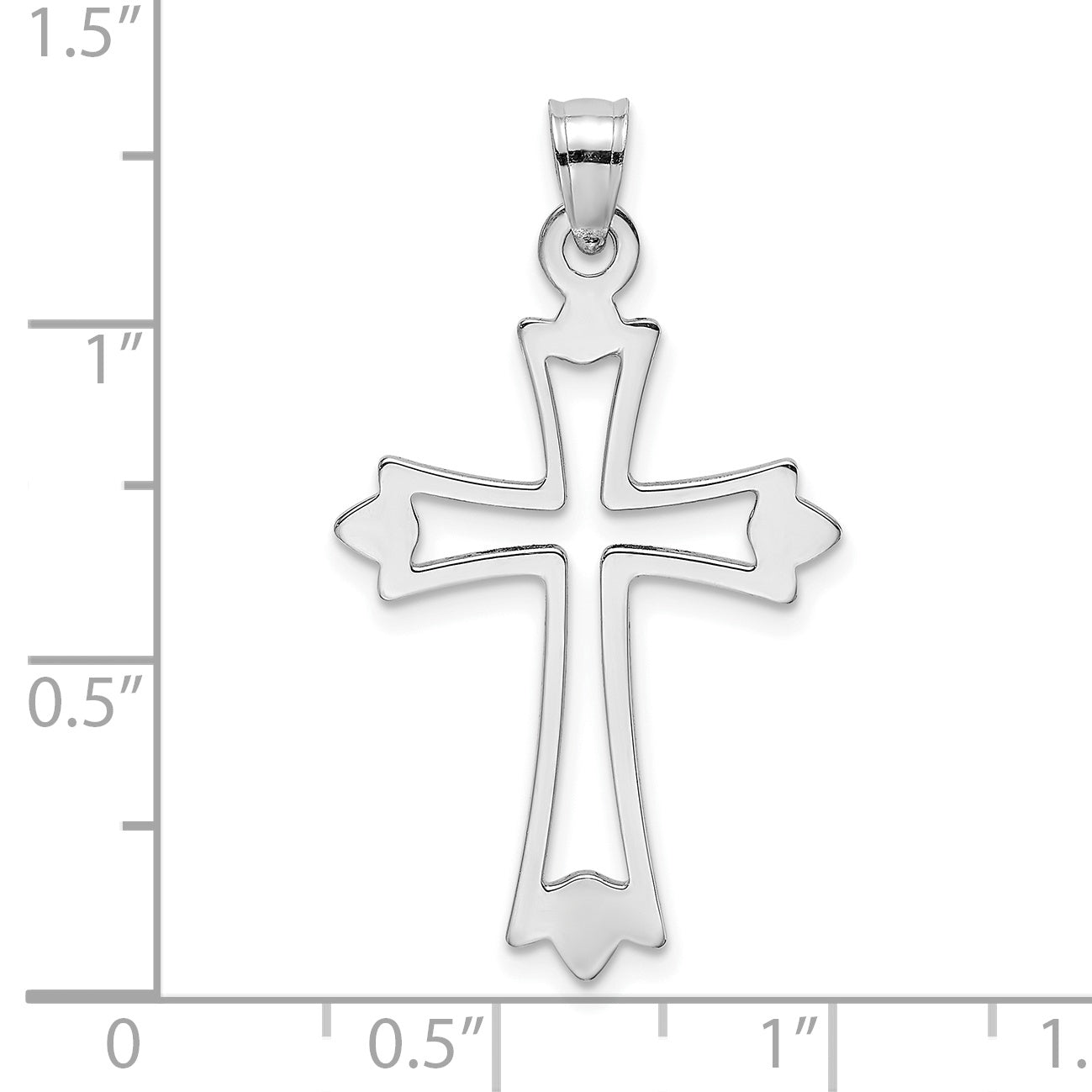 10K White Gold Polished Cut-Out Cross Charm