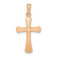 10K Rose Gold Polished Beveled Cross with Round Tips Charm