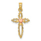 10K Two-Tone Cross with Heart Charm