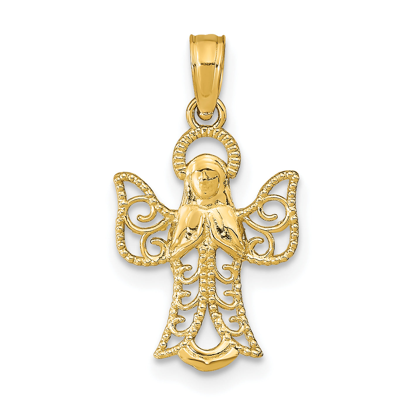 10K Angel with Filigree Cut-Out Wings Charm