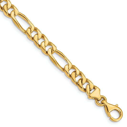10k 7mm Hand-Polished Figaro Link Bracelet