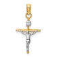 10k Two-tone INRI Crucifix Pendant