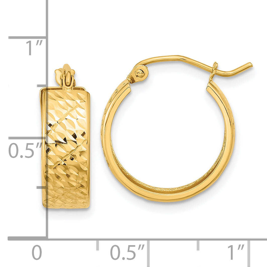 10k Diamond-cut Hoop Earrings