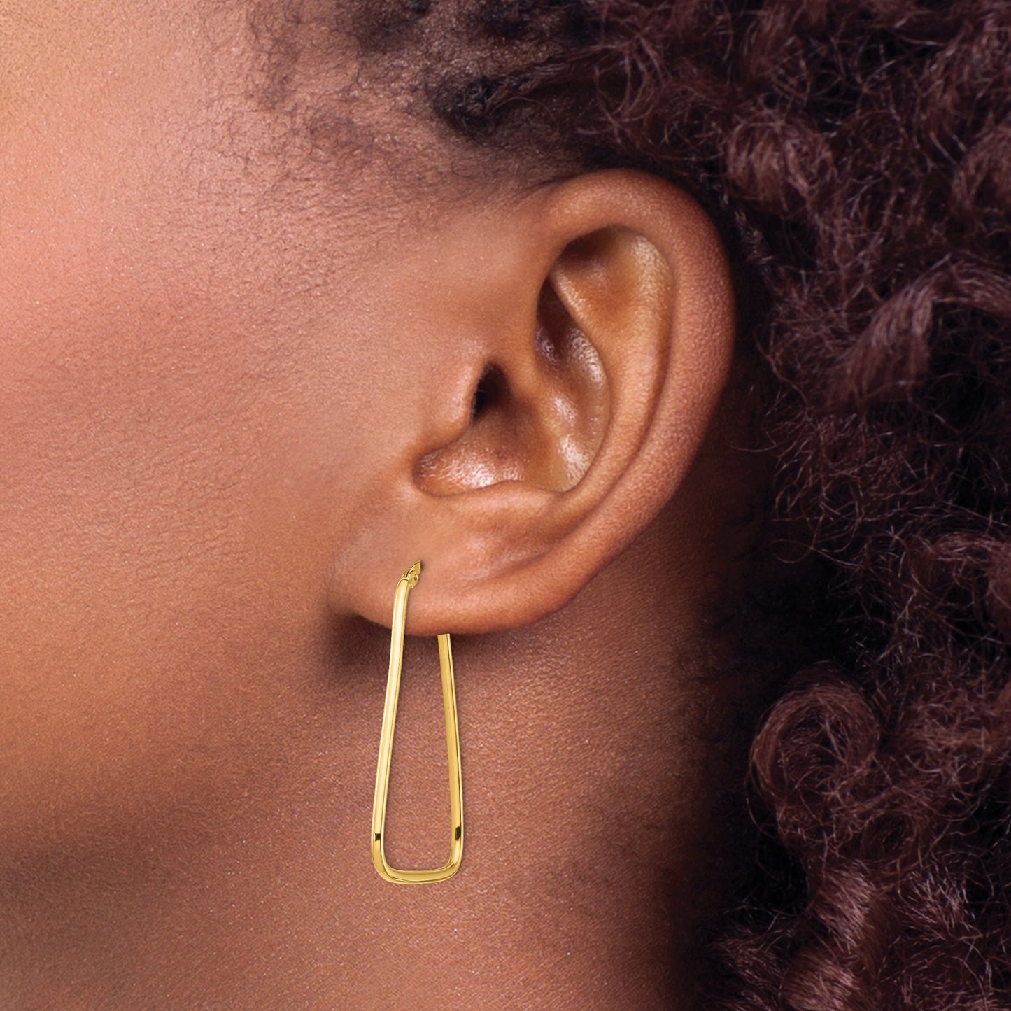 10k 1.5mm Polished Triangle Dangle Hoop Earrings
