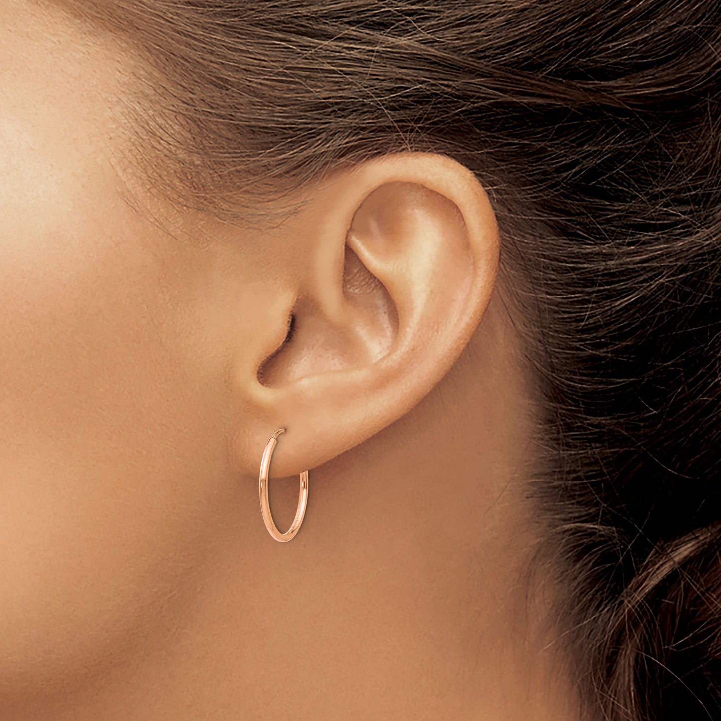 10k Rose Gold Polished Endless Tube Hoop Earrings