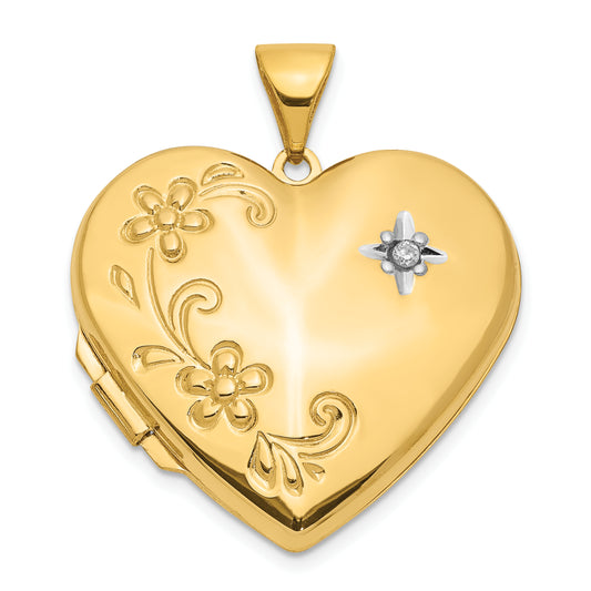 10k Diamond Floral Family Heart Locket