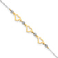 14K Two-tone Oval Link Diamond-cut Beads and Heart 10in Plus 1in Ext Anklet