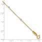 14k Two-tone Cable with Mirror Beads 9in Plus 1in Ext. Anklet