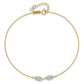 14K Two-tone Diamond Cut Puff Rice Beads 9in Plus 1in Ext Anklet