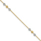 14K Two-tone Polished Diamond-cut Beaded 9in Plus 1 in ext. Anklet