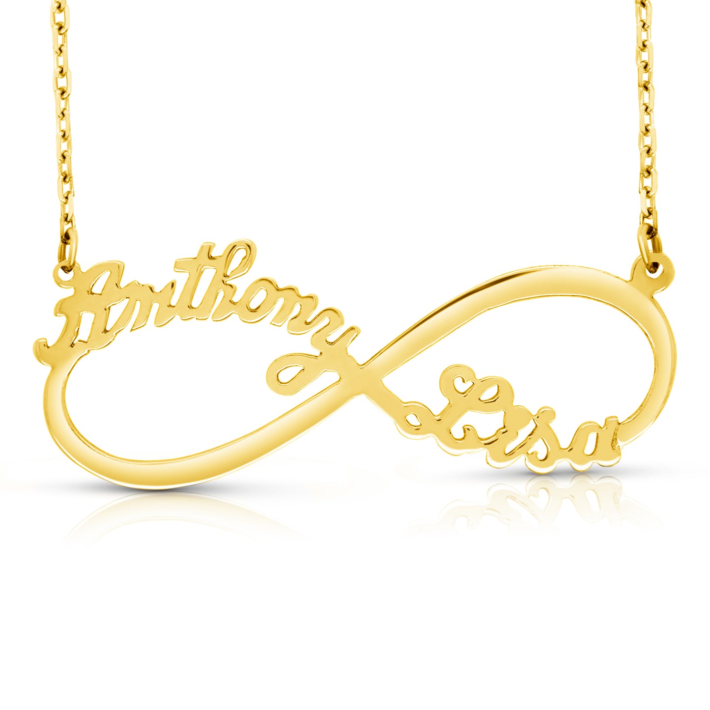 14 Karat "Anthony/Lisa" Style Infinity Nameplate
