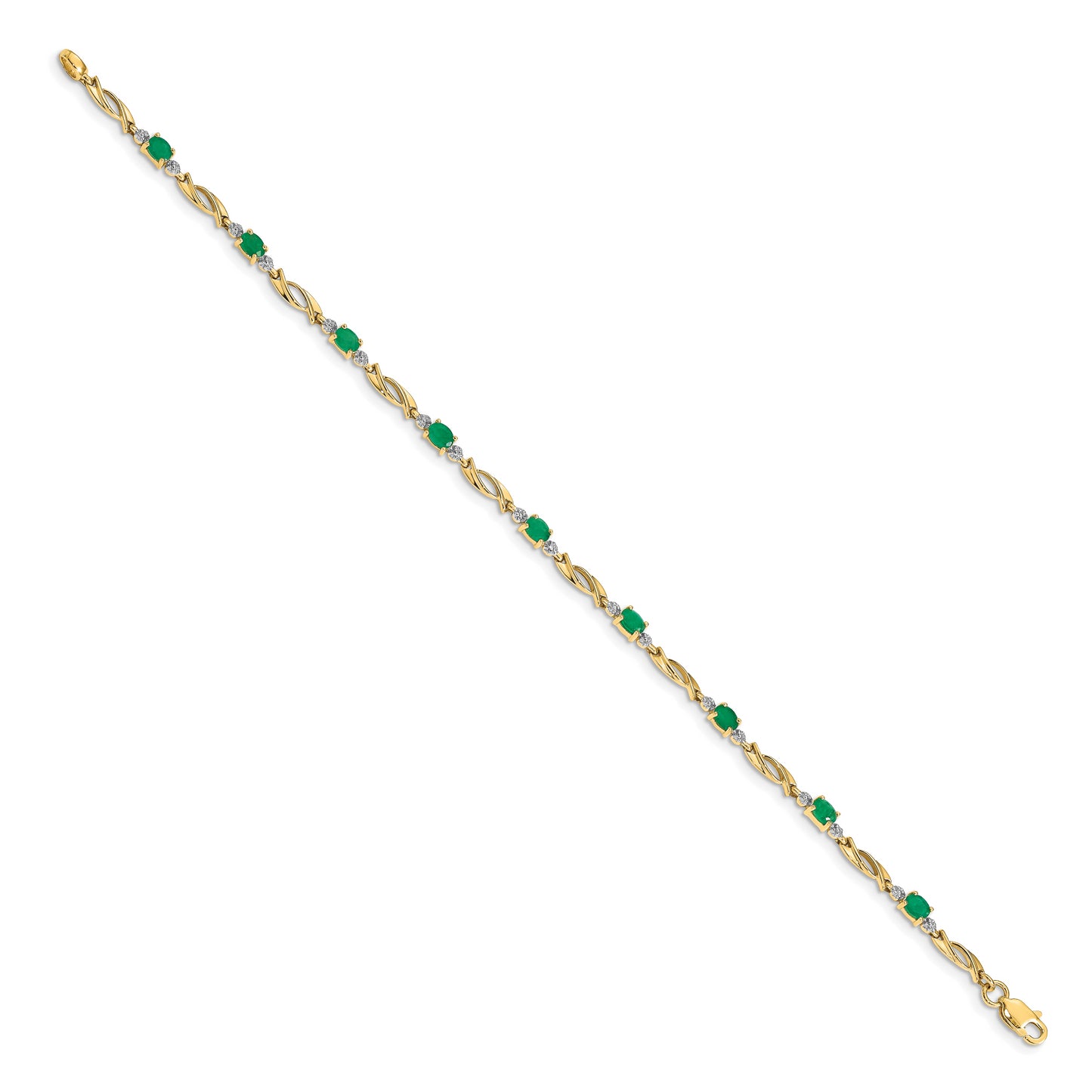10k Diamond and Oval Emerald Bracelet