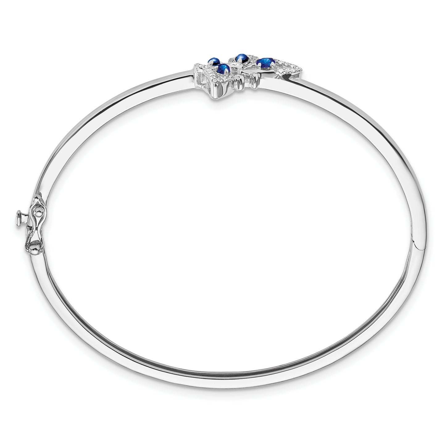 14k White Gold Sapphire and Diamond Butterfly Bangle