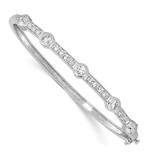 True Origin 14K White Gold 1 carat Lab Created Diamond VS/SI D E F Medium 7 inch Fancy Bangle Bracelet