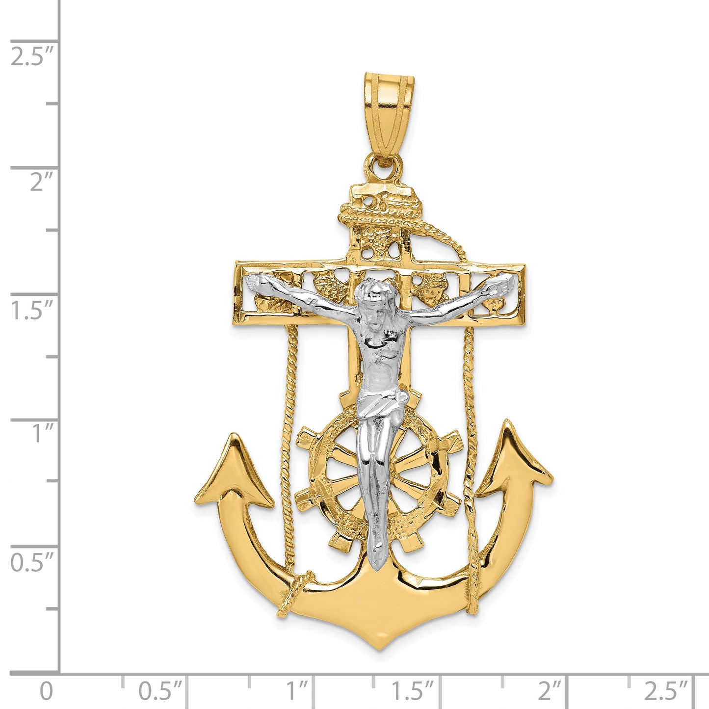 14k Two-tone Mariner's Crucifix Pendant