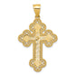 14k Budded Greek Key Cross Pendant