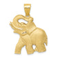 14k Solid Satin Diamond-cut Open-Backed Elephant Pendant