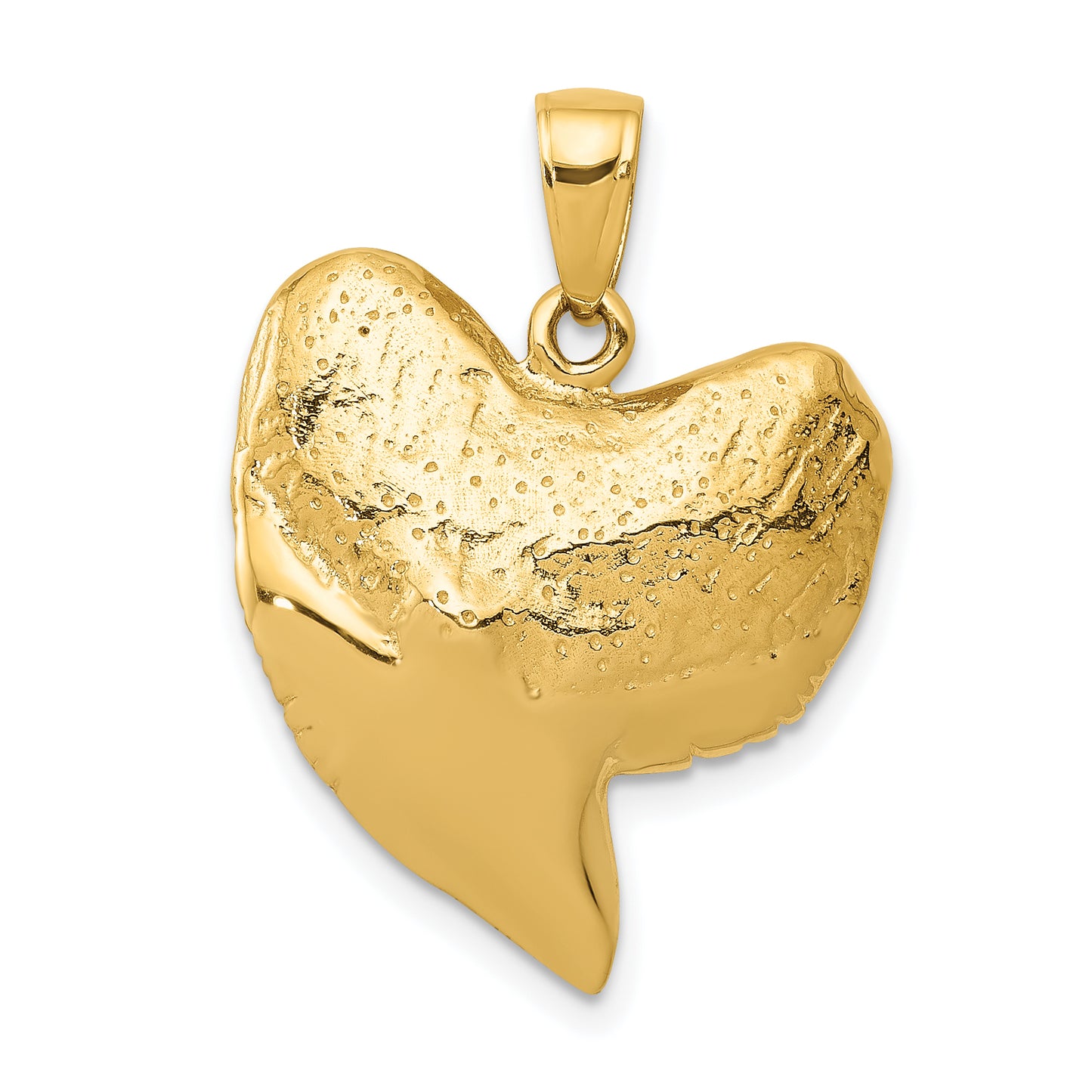 14K Solid Polished 3-D Shark Tooth Pendant