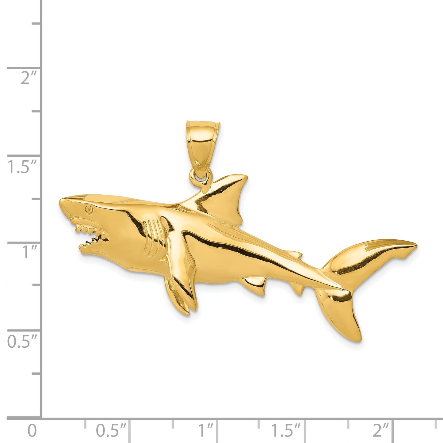 14K Polished 3-D Shark Pendant