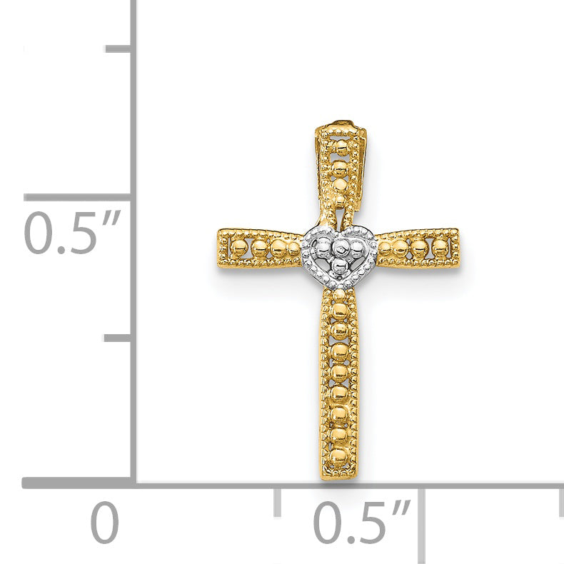 14k with Rhodium Cross Pendant