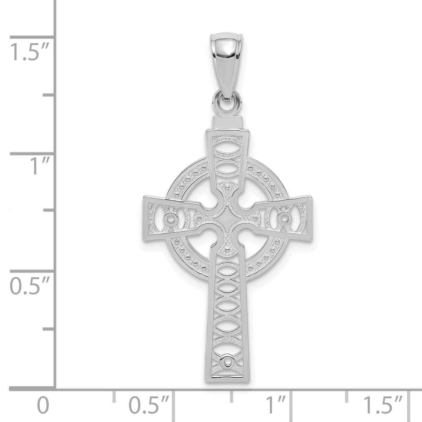 14K White Gold Celtic Cross with Eternity Circle Pendant