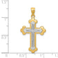 14k Two-tone Budded Cross Pendant
