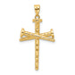 14K Polished and Textured Nails Cross Pendant