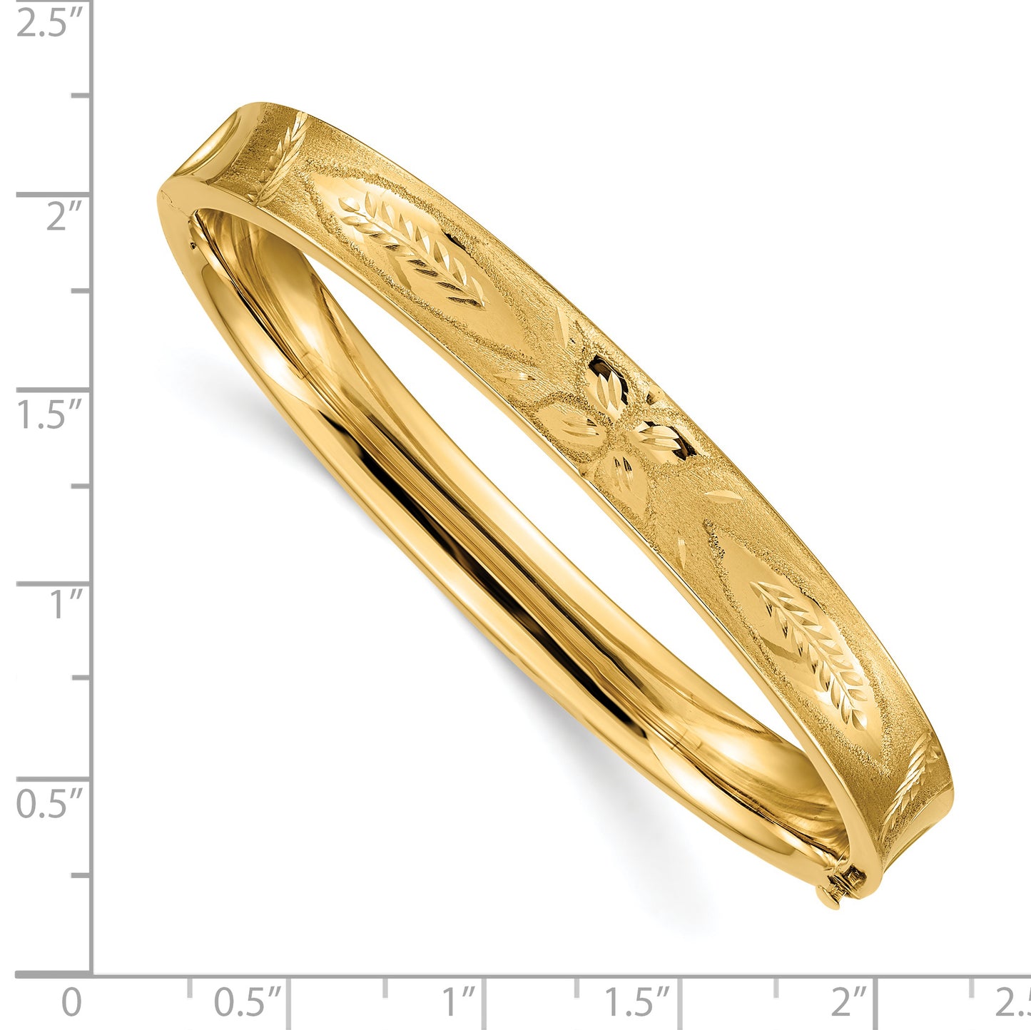 14k 5/16 Diamond-cut Concave Hinged Bangle Bracelet