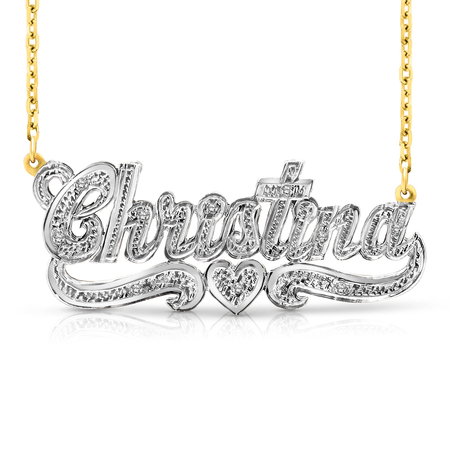 14 Karat "Christina" Style 3D Nameplate
