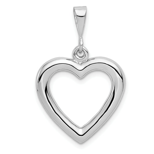 14k White Gold Solid Polished Heart Pendant