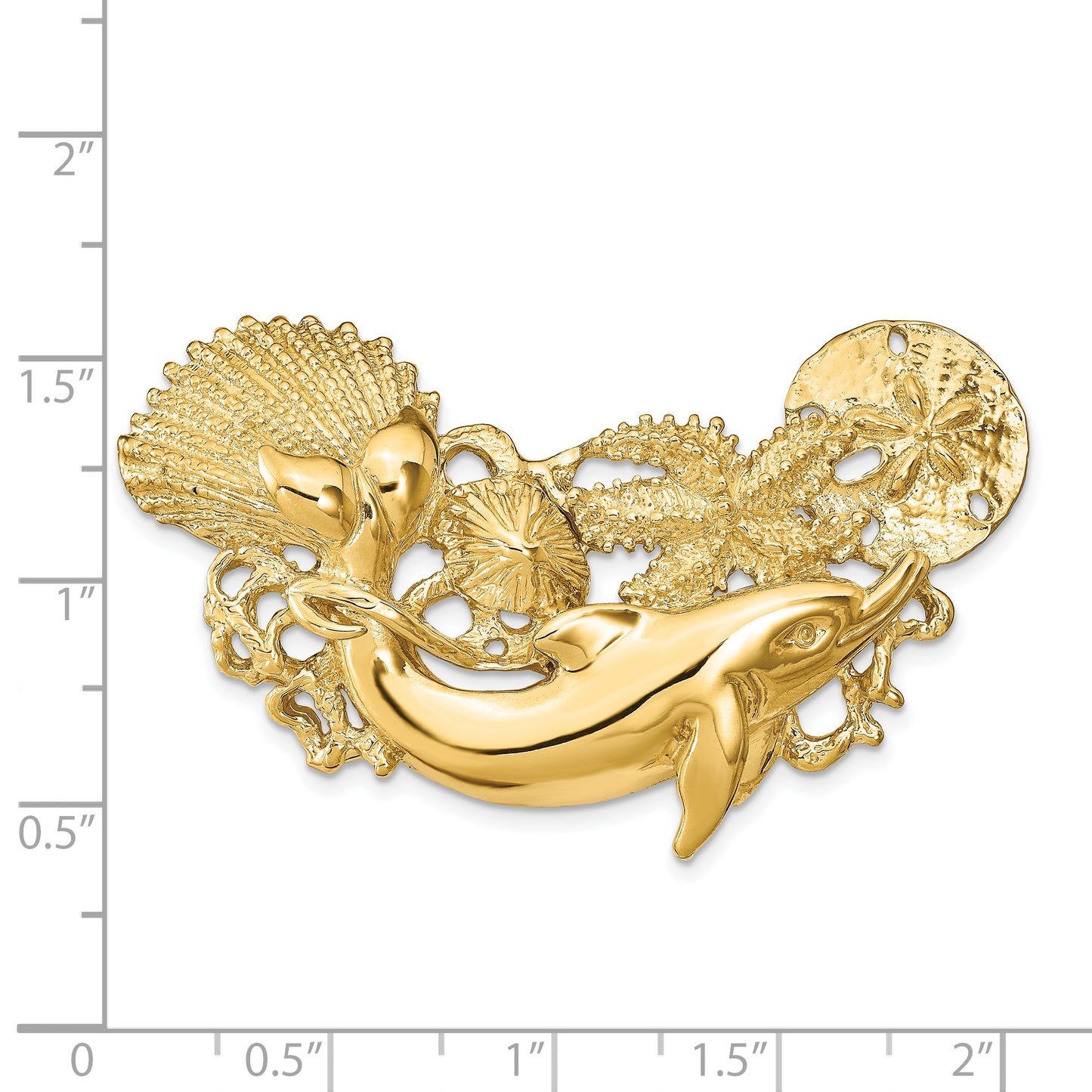 14k Dolphin and Shell Cluster Slide