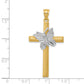 14k Two-tone Cross with Butterfly Pendant